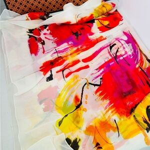 Fiorio Italy 100% silk ladies abstract  Multicolor Scarf, NEW w/ Tags